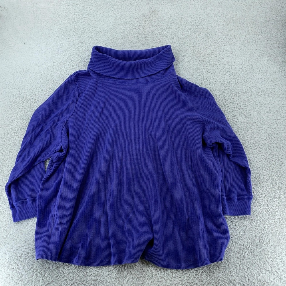 Woman Within Waffle Knit Turtleneck Pullover Sweater 4X‎ 34/36 Purple Ribbed